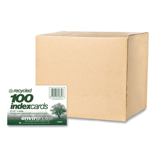 Environotes Recycled Index Cards, Narrow Ruled, 4 x 6, White, 100 Cards, 36/Carton, Ships in 4-6 Business Days