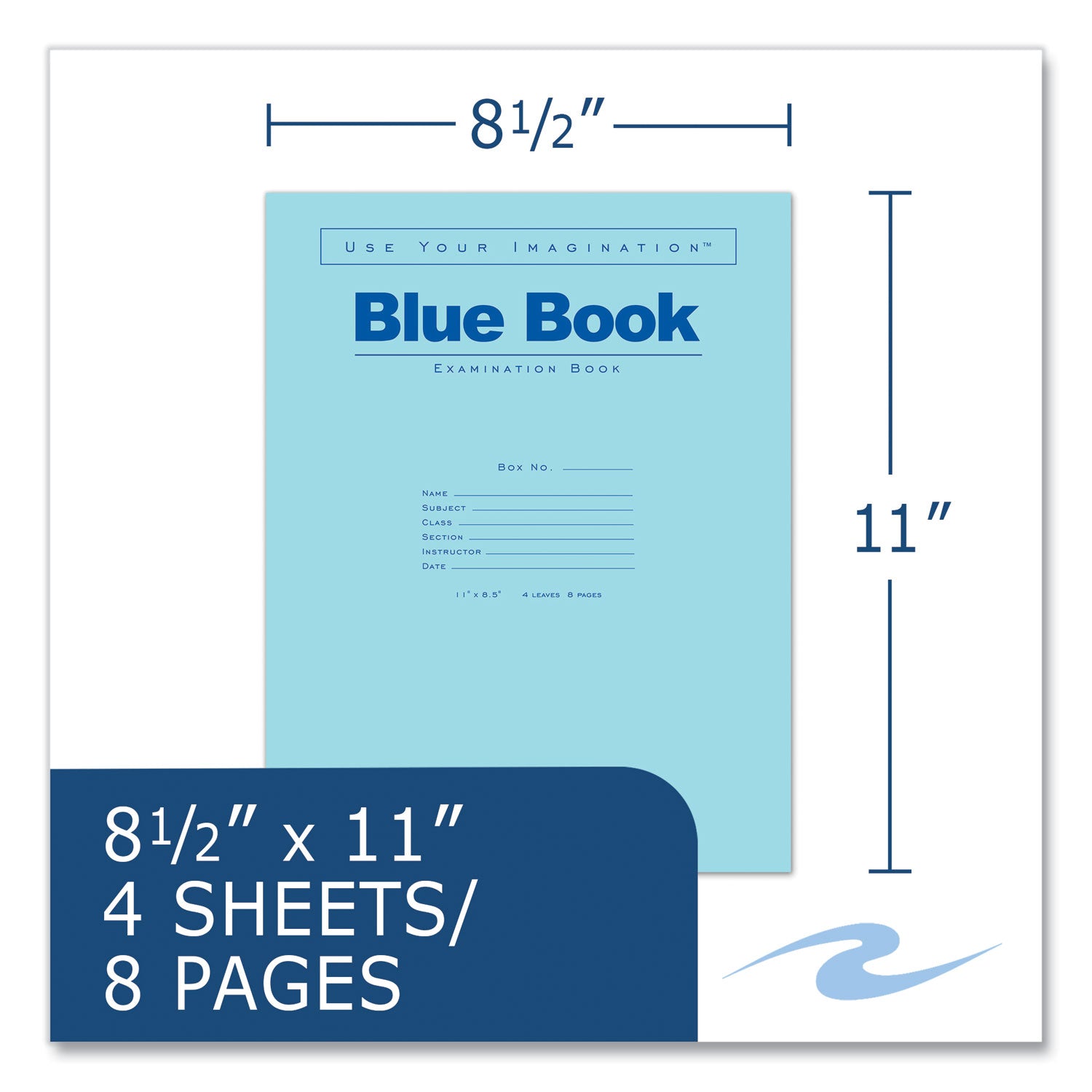 Examination Blue Book, Wide/Legal Rule, Blue Cover, (4) 8.5 x 11 Sheets, 600/Carton, Ships in 4-6 Business Days - 4