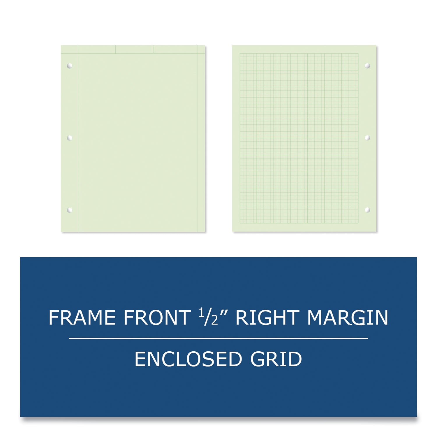 Engineer Filler Paper, 3-Hole, Frame Format/Quad Rule (5 sq/in, 1 sq/in) 500 Sheets/PK, 5/Carton, Ships in 4-6 Business Days