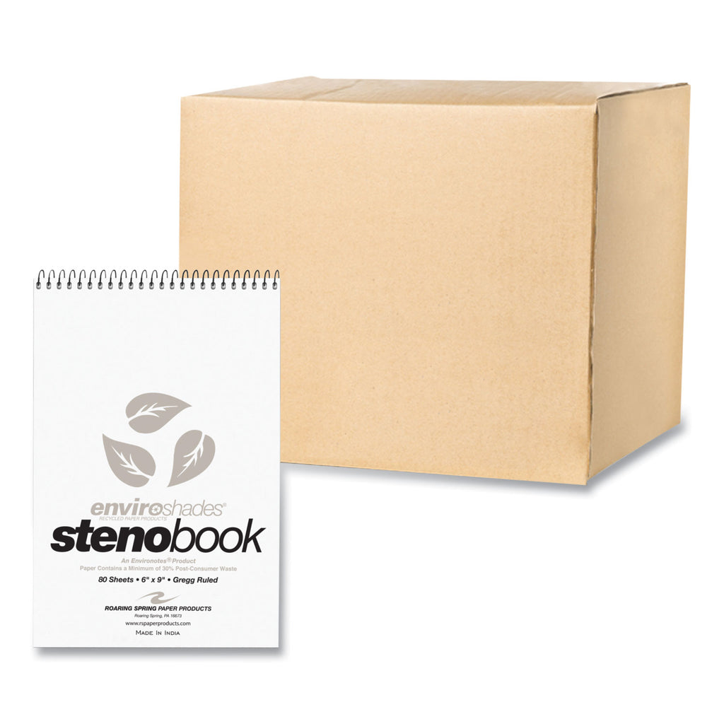 EnviroShades Steno Pad, Gregg Rule, White Cover, 80 Gray 6 x 9 Sheets, 24 Pads/Carton, Ships in 4-6 Business Days