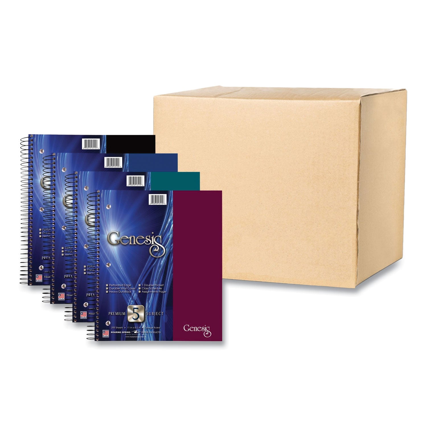 genesis-notebook-5-subject-medium-college-rule-randomly-asst-cover-color-200-11x9-sheets-12-ct-ships-in-4-6-bus-days_roa13115cs - 1