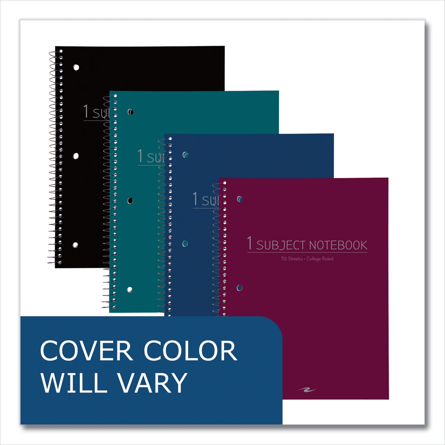 Subject Wirebound Promo Notebook, 1-Subject, Med/College Rule, Asst Cover, (70) 10.5x8 Sheets, 24/CT, Ships in 4-6 Bus Days