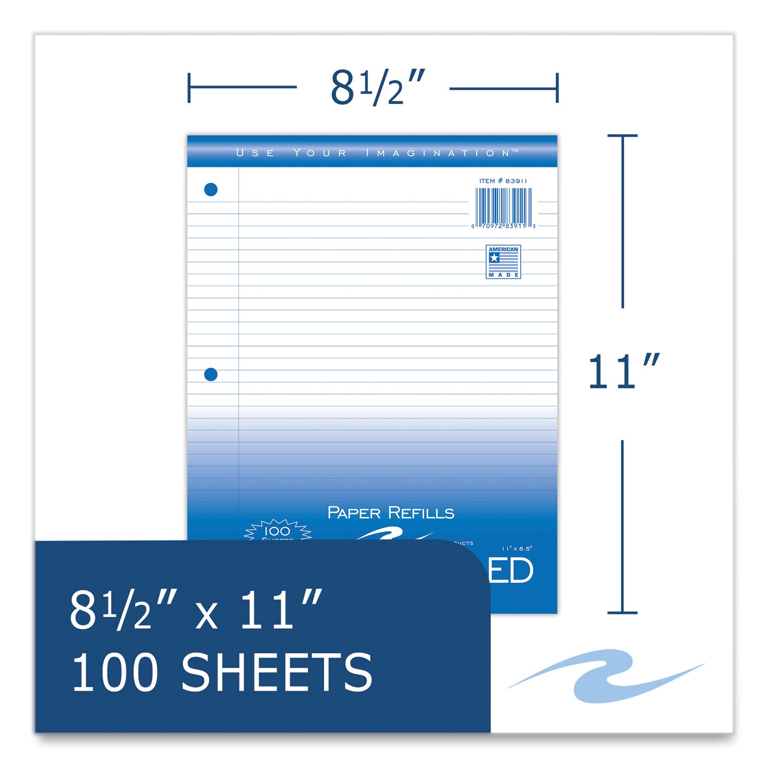 Loose Leaf Paper, 8.5 x 11, 3-Hole Punched, College Rule, White, 100 Sheets/Pack, 48 Packs/Carton, Ships in 4-6 Business Days