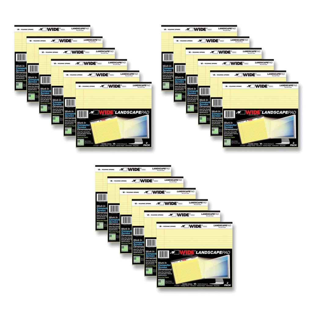 wide-landscape-format-writing-pad-medium-college-rule-40-canary-11-x-95-sheets-18-carton-ships-in-4-6-business-days_roa74511cs - 1
