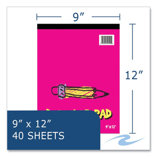 Kids Drawing Pad, 40 White 9 x 12 Sheets, 12/Carton, Ships in 4-6 Business Days