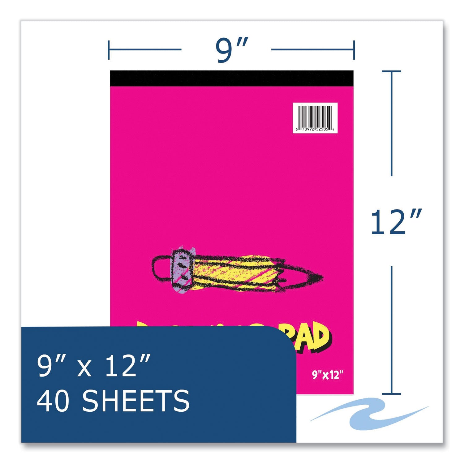 Kids Drawing Pad, 40 White 9 x 12 Sheets, 12/Carton, Ships in 4-6 Business Days