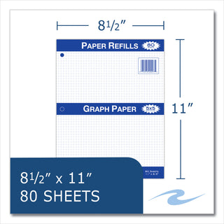Graph Filler Paper, 3-Hole, 8.5 x 11, Quadrille: 5 sq/in, 80 Sheets/Pack, 24 Packs/Carton, Ships in 4-6 Business Days