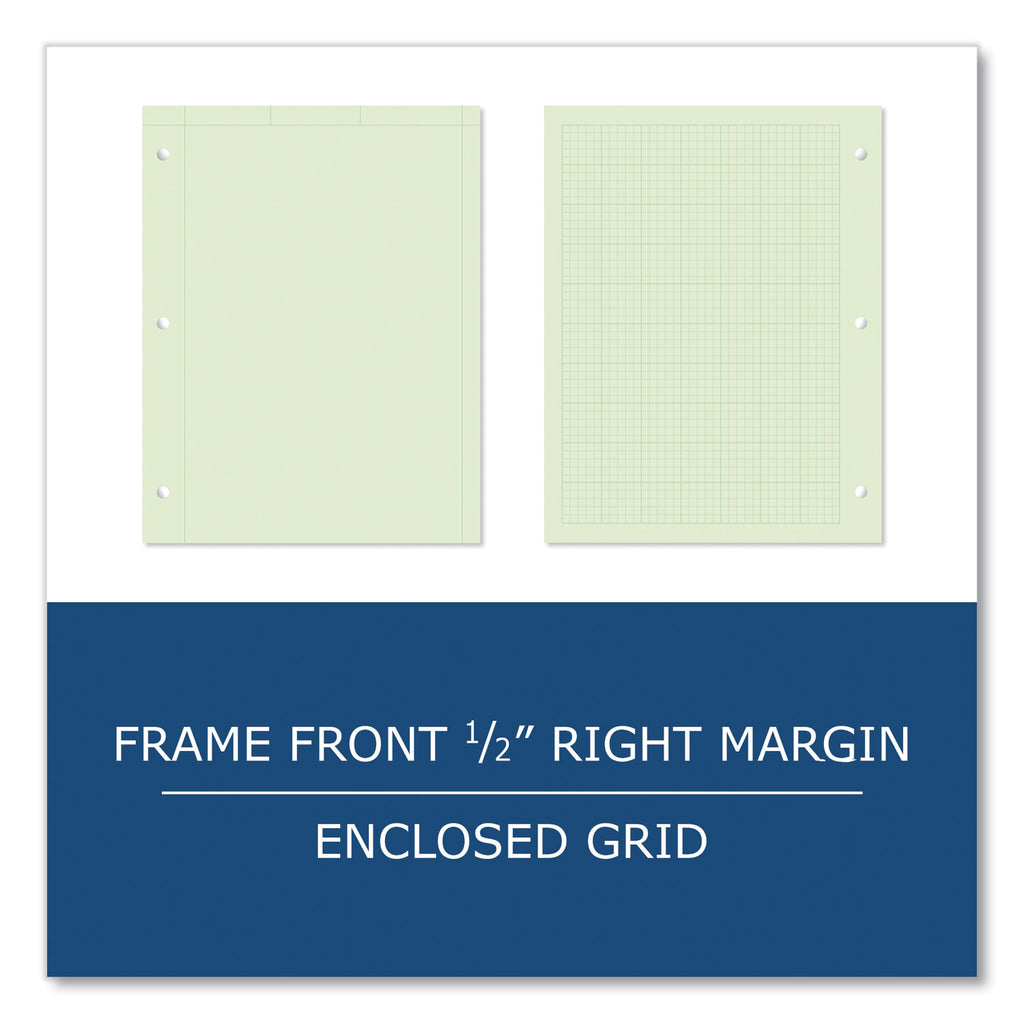 Engineer Pad, (0.5" Margins), Quad Rule (5 sq/in, 1 sq/in), 200 Lt Green 8.5x11 Sheets/Pad, 12/CT, Ships in 4-6 Business Days