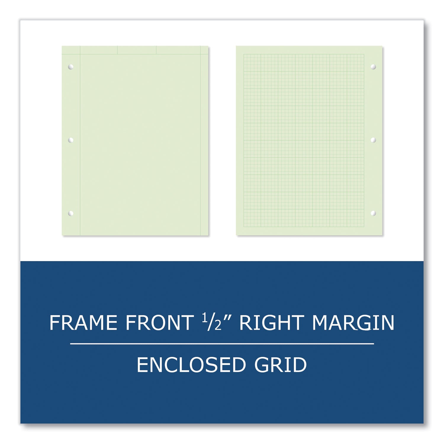 Engineer Pad, (0.5" Margins), Quad Rule (5 sq/in, 1 sq/in), 200 Lt Green 8.5x11 Sheets/Pad, 12/CT, Ships in 4-6 Business Days