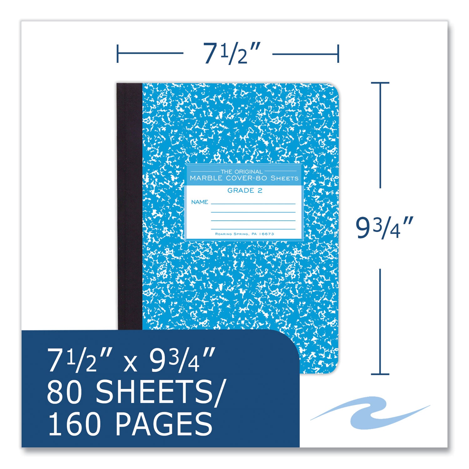 Ruled Composition Book, Grade 2 Manuscript Format, Blue Marble Cover, (80) 9.75 x 7.5 Sheet, 48/CT, Ships in 4-6 Bus Days