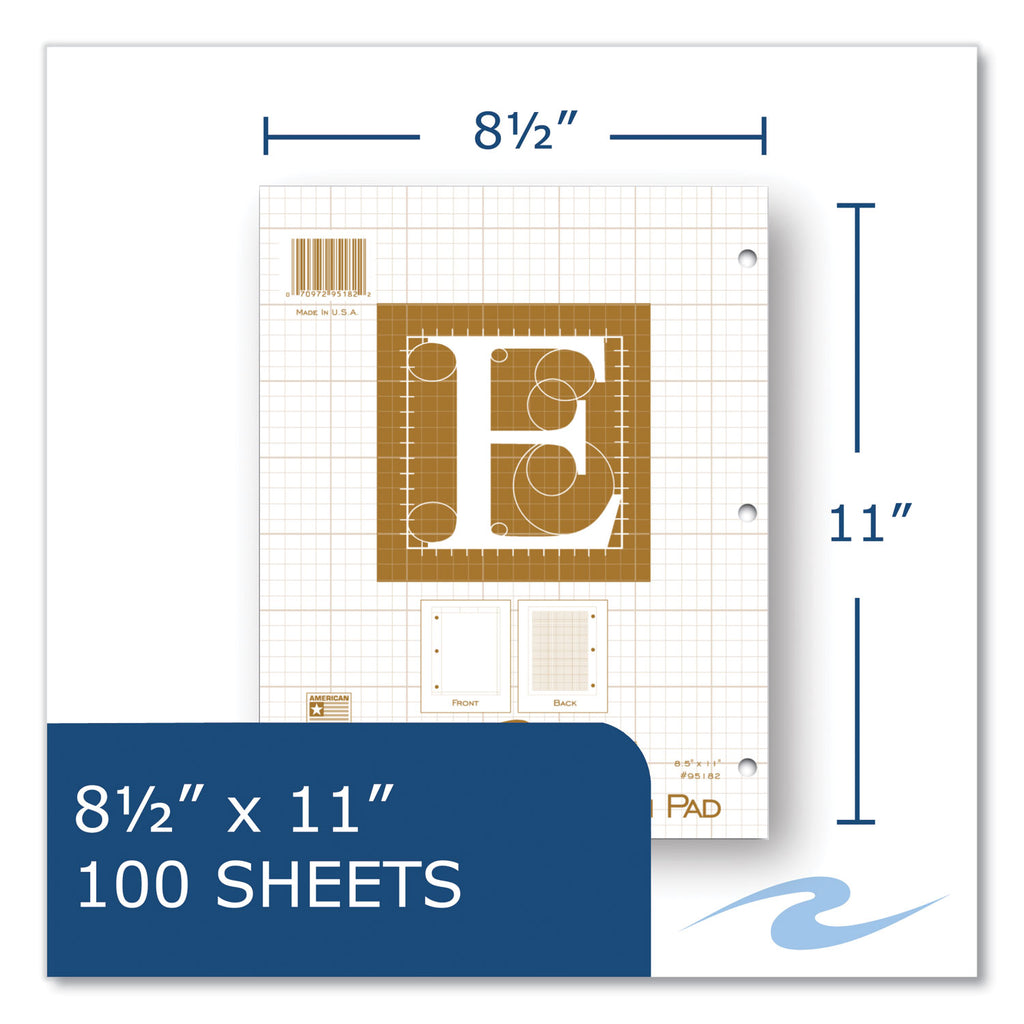 Engineer Pad, Quadrille Rule (5 sq/in), 100 Buff 8.5 x 11 Sheets, 24/Carton, Ships in 4-6 Business Days