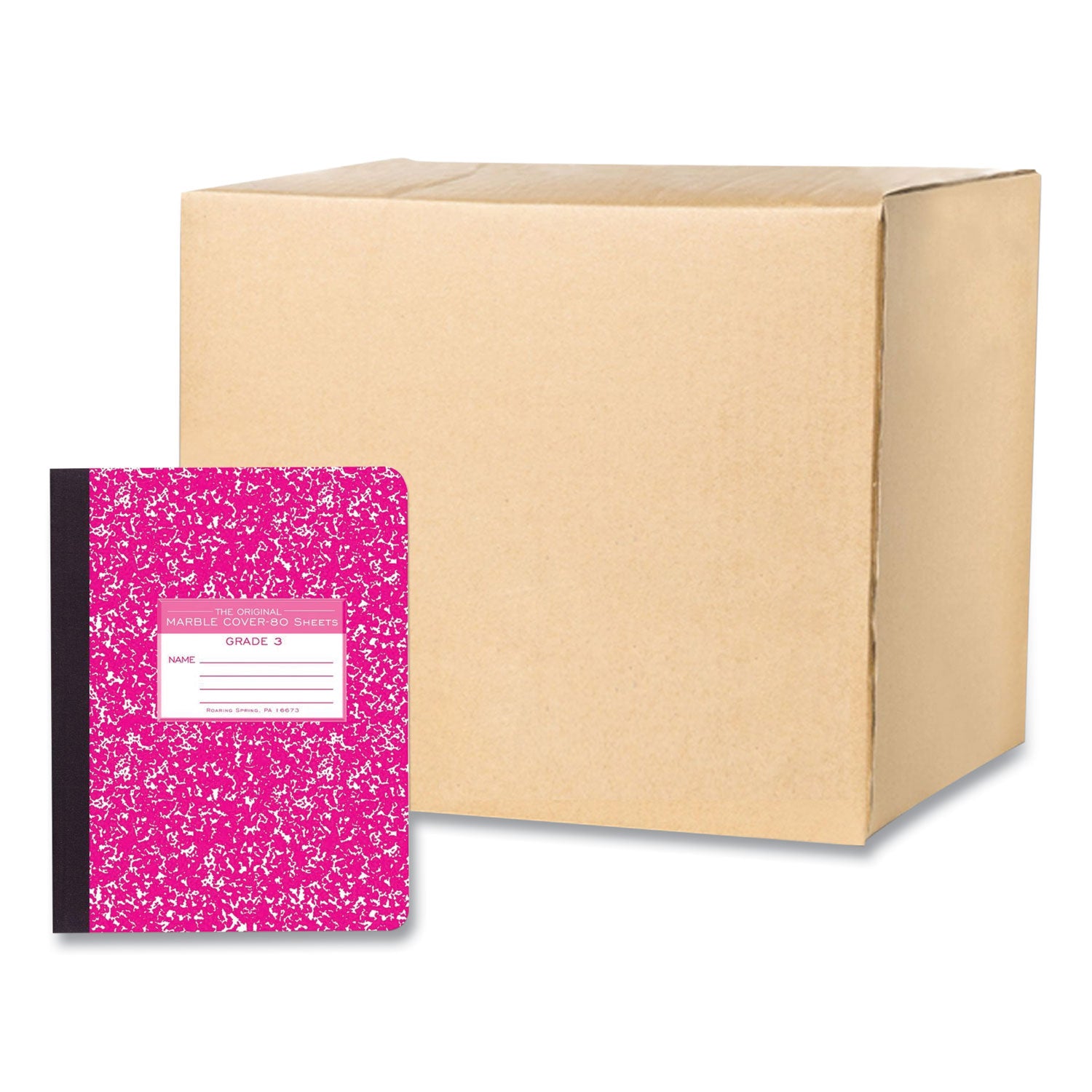 Ruled Composition Book, Grade 3 Manuscript Format, Magenta Marble Cover, (80) 9.75 x 7.5 Sheet, 48/CT, Ships in 4-6 Bus Days