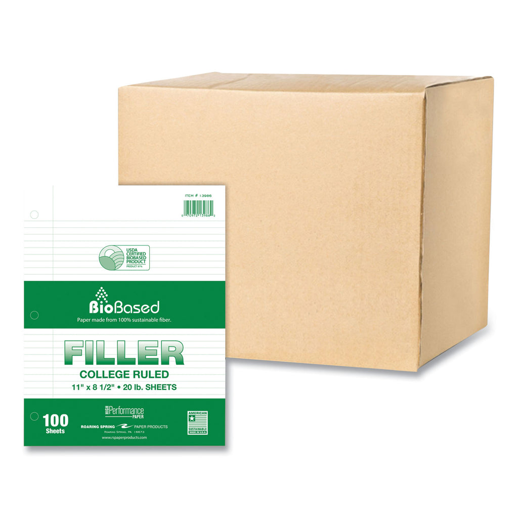 Filler Paper, 3-Hole, 8.5 x 11, College Rule, 100 Sheets/Pack, 24 Packs/Carton, Ships in 4-6 Business Days