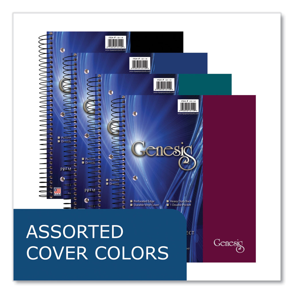 Genesis Notebook, 3-Subject, Medium/College Rule, Randomly Asst Cover Color, (150) 11x9 Sheets, 12/CT, Ships in 4-6 Bus Days