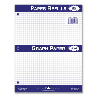 Graph Filler Paper, 3-Hole, 8.5 x 11, Quadrille: 4 sq/in, 80 Sheets/Pack, 24 Packs/Carton, Ships in 4-6 Business Days