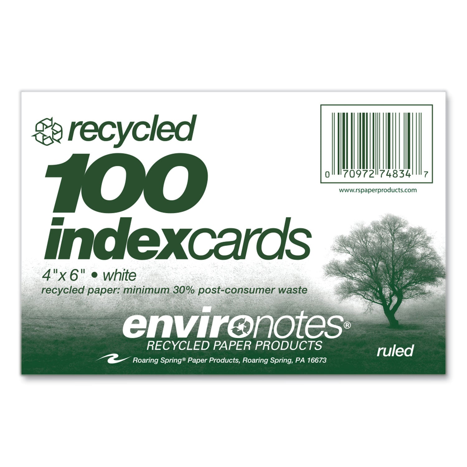 environotes-recycled-index-cards-narrow-ruled-4-x-6-white-100-cards-36-carton-ships-in-4-6-business-days_roa74834cs - 2