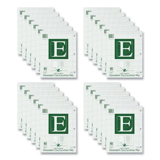 Engineer Pad, (0.5" Margins), Quad Rule (5 sq/in, 1 sq/in) 100 Lt Green 8.5x11 Sheets/Pad, 24/CT, Ships in 4-6 Business Days