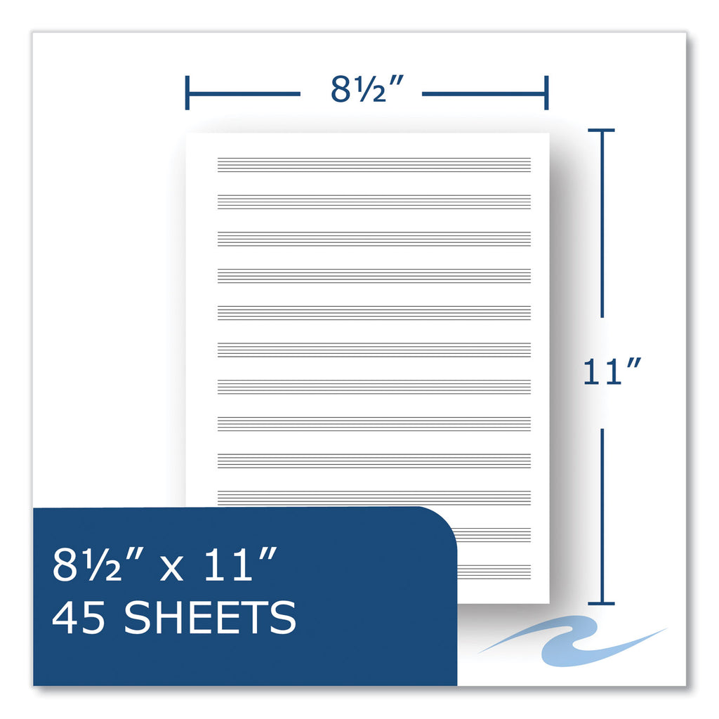 Music Notebook, Music Transcription Format, White Cover, (32) 11 x 8.5 Sheets, 24/Carton, Ships in 4-6 Business Days