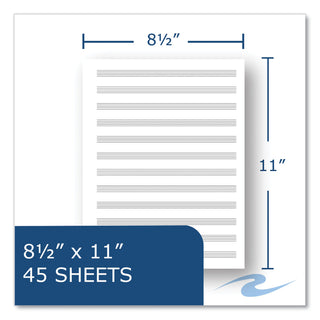 Music Notebook, Music Transcription Format, White Cover, (32) 11 x 8.5 Sheets, 24/Carton, Ships in 4-6 Business Days