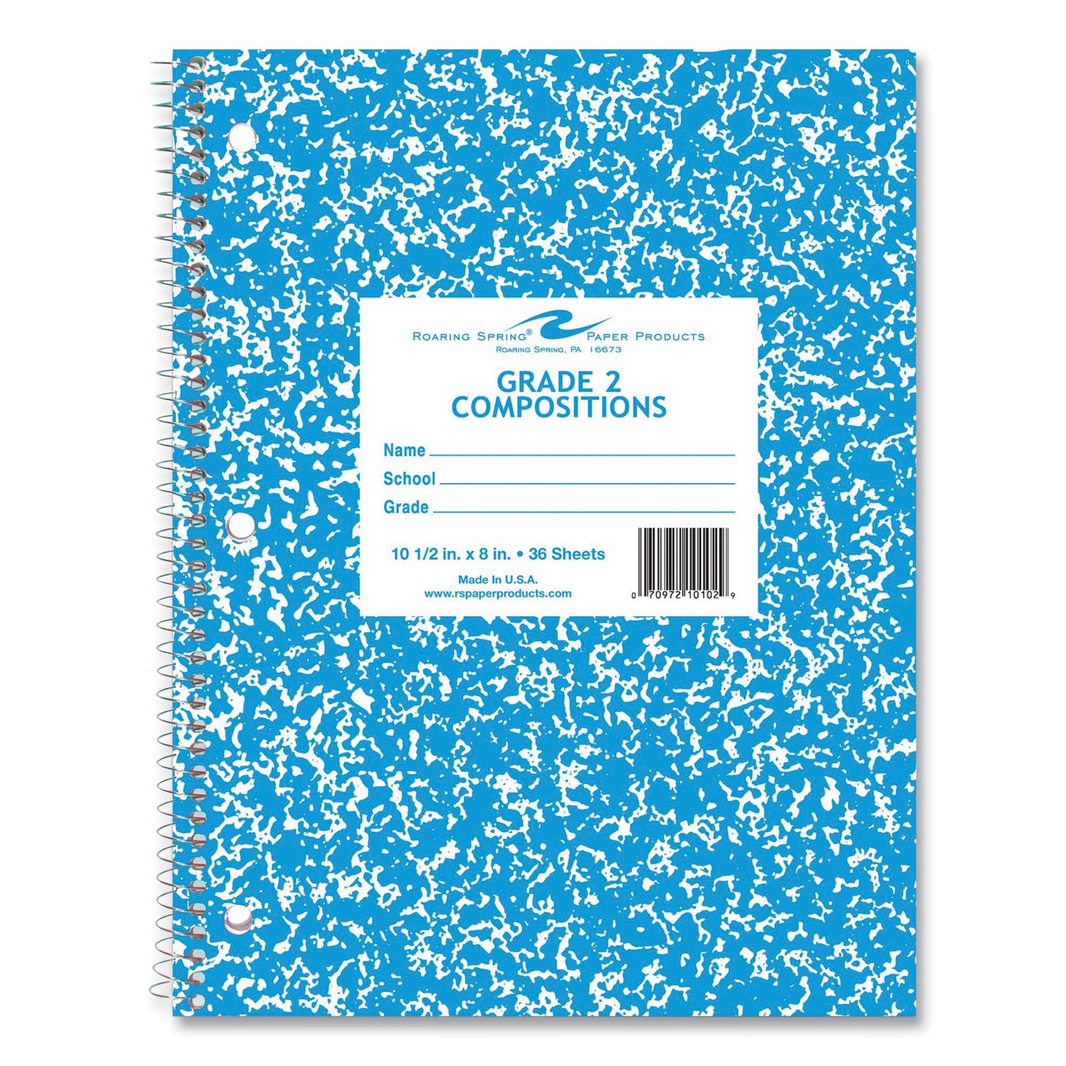 Wirebound Notebook, Grade 2 Manuscript Format, Blue Marble Cover, (36) 10.5 x 8 Sheets, 48/CT, Ships in 4-6 Business Days