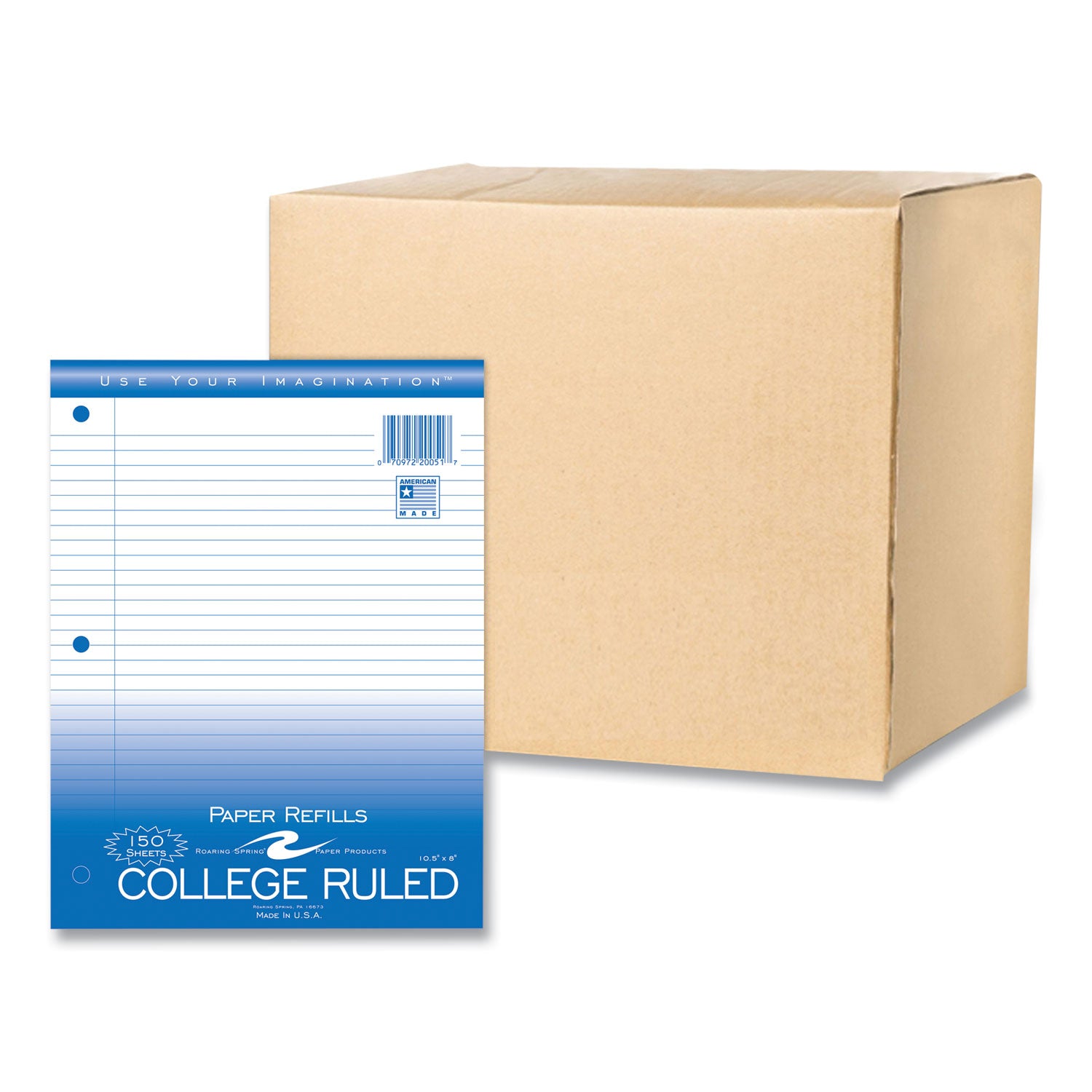 Loose Leaf Paper, 8 x 10.5, 3-Hole Punched, College Rule, White, 150 Sheets/Pack, 24 Packs/Carton, Ships in 4-6 Business Days