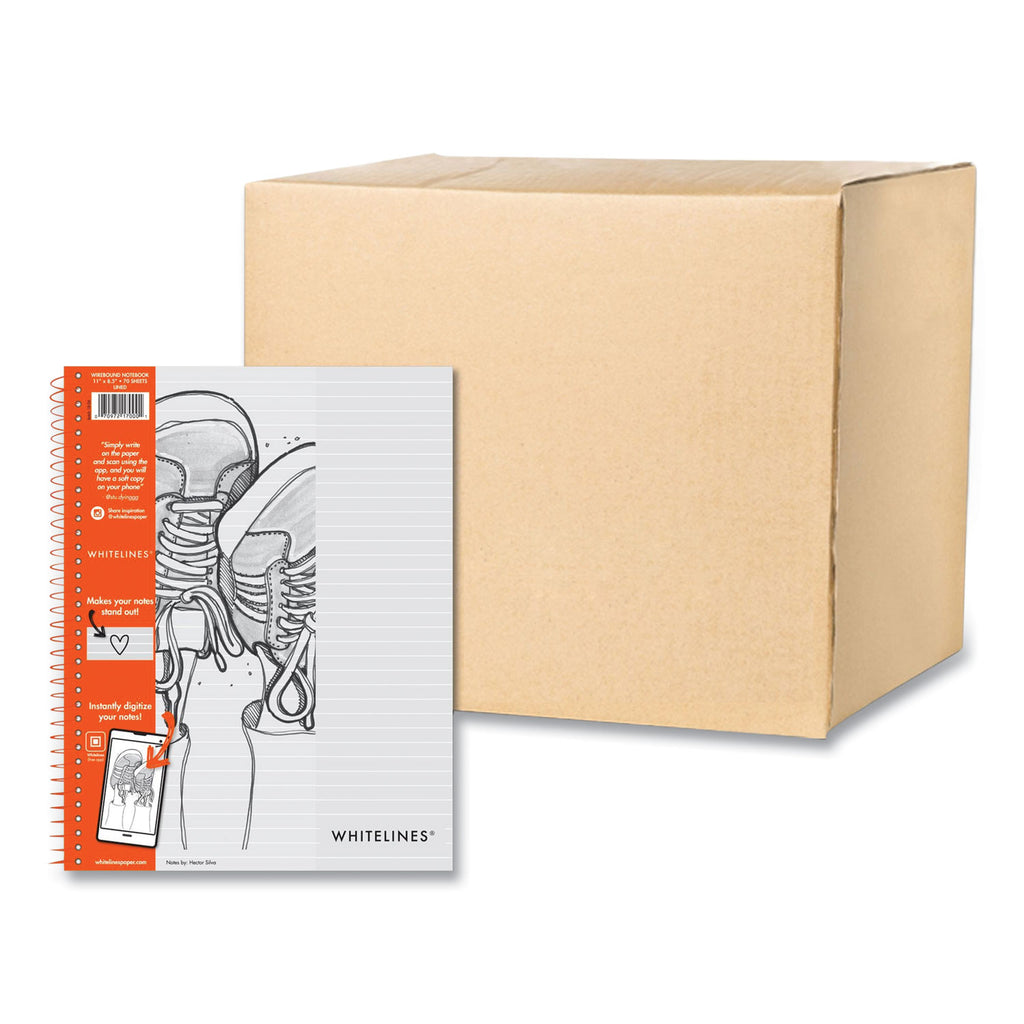 Whitelines Notebook, Medium/College Rule, Gray/Orange Cover, (70) 8.5 x 11 Sheets, 12/Carton, Ships in 4-6 Business Days