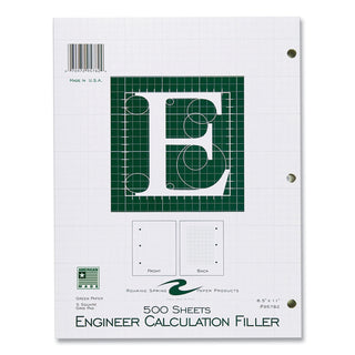 Engineer Filler Paper, 3-Hole, Frame Format/Quad Rule (5 sq/in, 1 sq/in) 500 Sheets/PK, 5/Carton, Ships in 4-6 Business Days