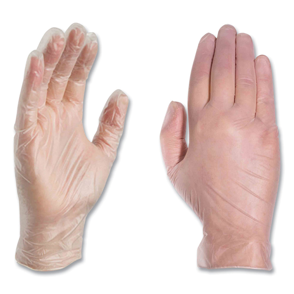Industrial Vinyl Gloves, Powder-Free, 3 mil, Small, Clear, 100/Box, 10 Boxes/Carton