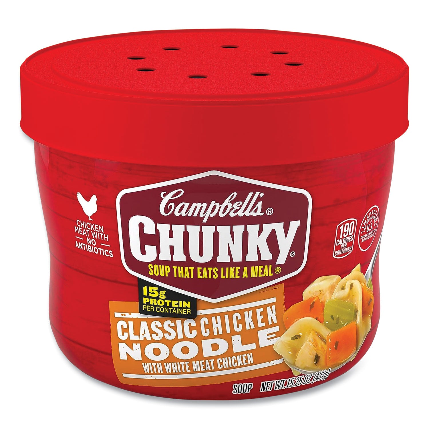 Chunky Classic Chicken Noodle Bowl,15.25 oz Bowl, 8/Carton, Ships in 1-3 Business Days