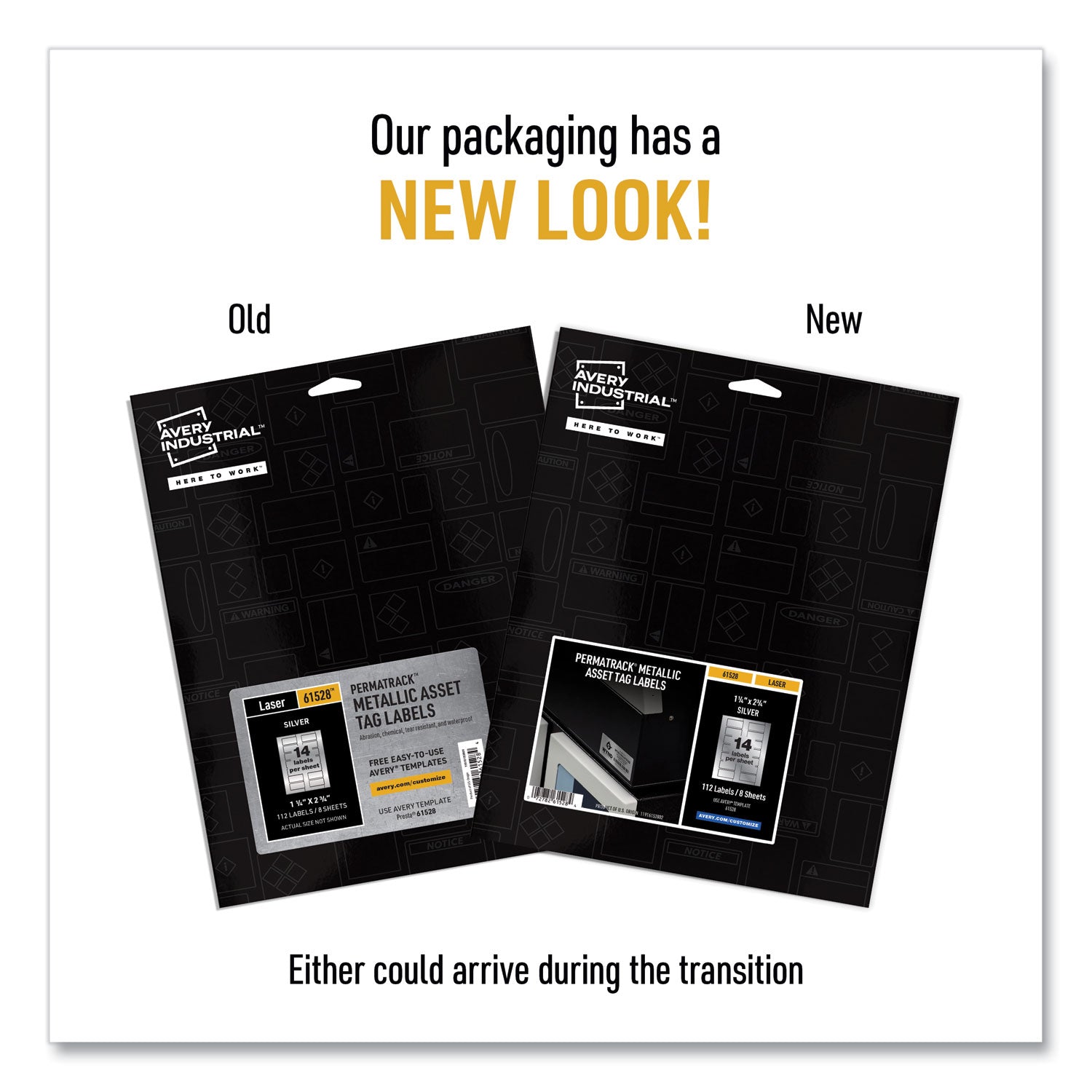 PermaTrack Metallic Asset Tag Labels, Laser Printers, 1.25 x 2.75, Silver, 14/Sheet, 8 Sheets/Pack