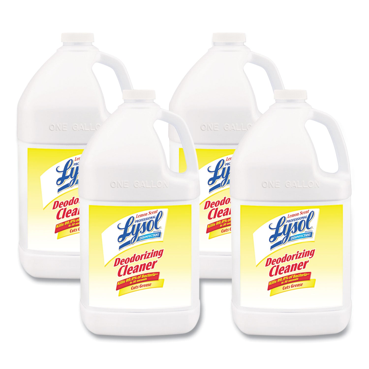 Disinfectant Deodorizing Cleaner Concentrate, 1 gal Bottle, Lemon, 4/Carton - 