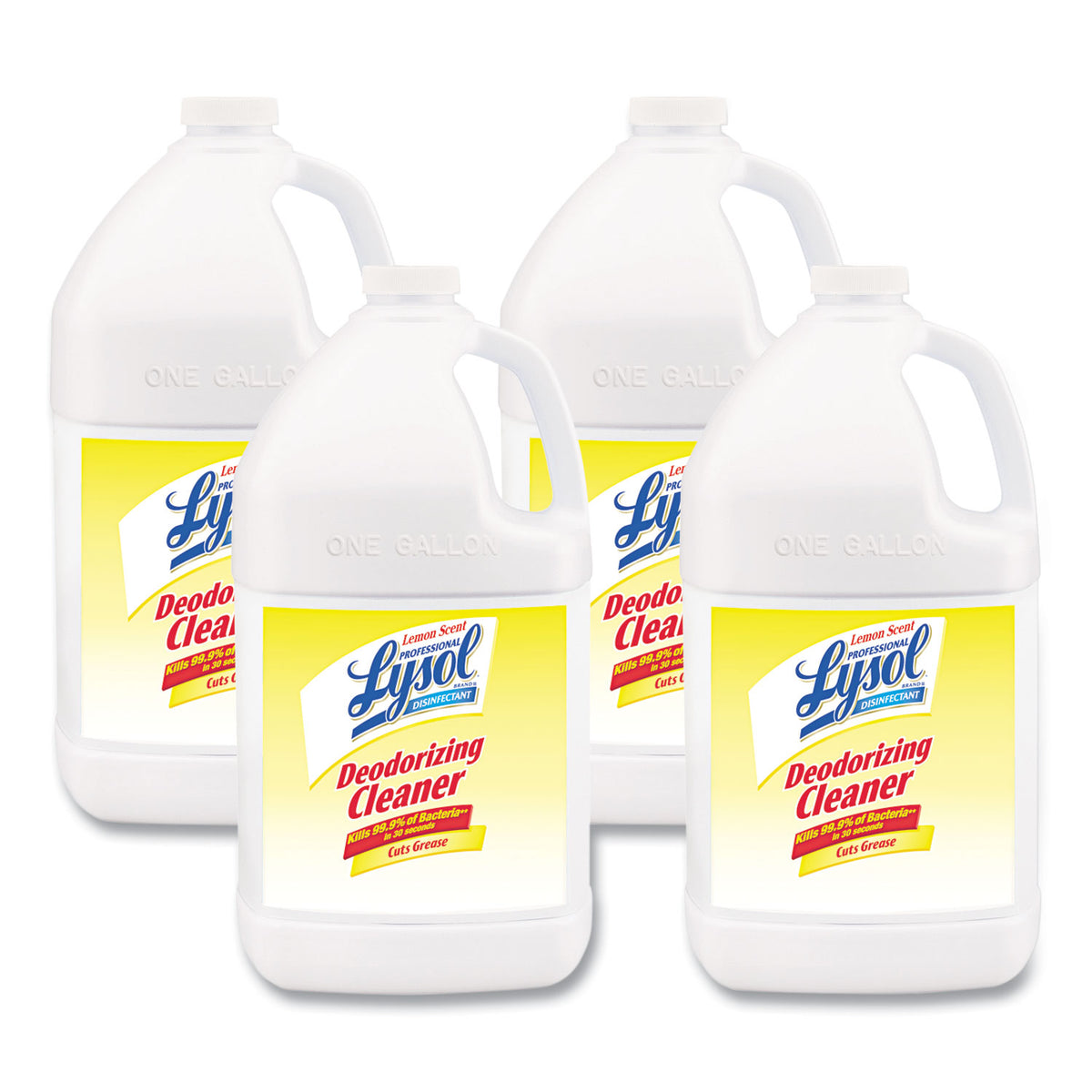 Disinfectant Deodorizing Cleaner Concentrate, 1 gal Bottle, Lemon, 4/Carton - 