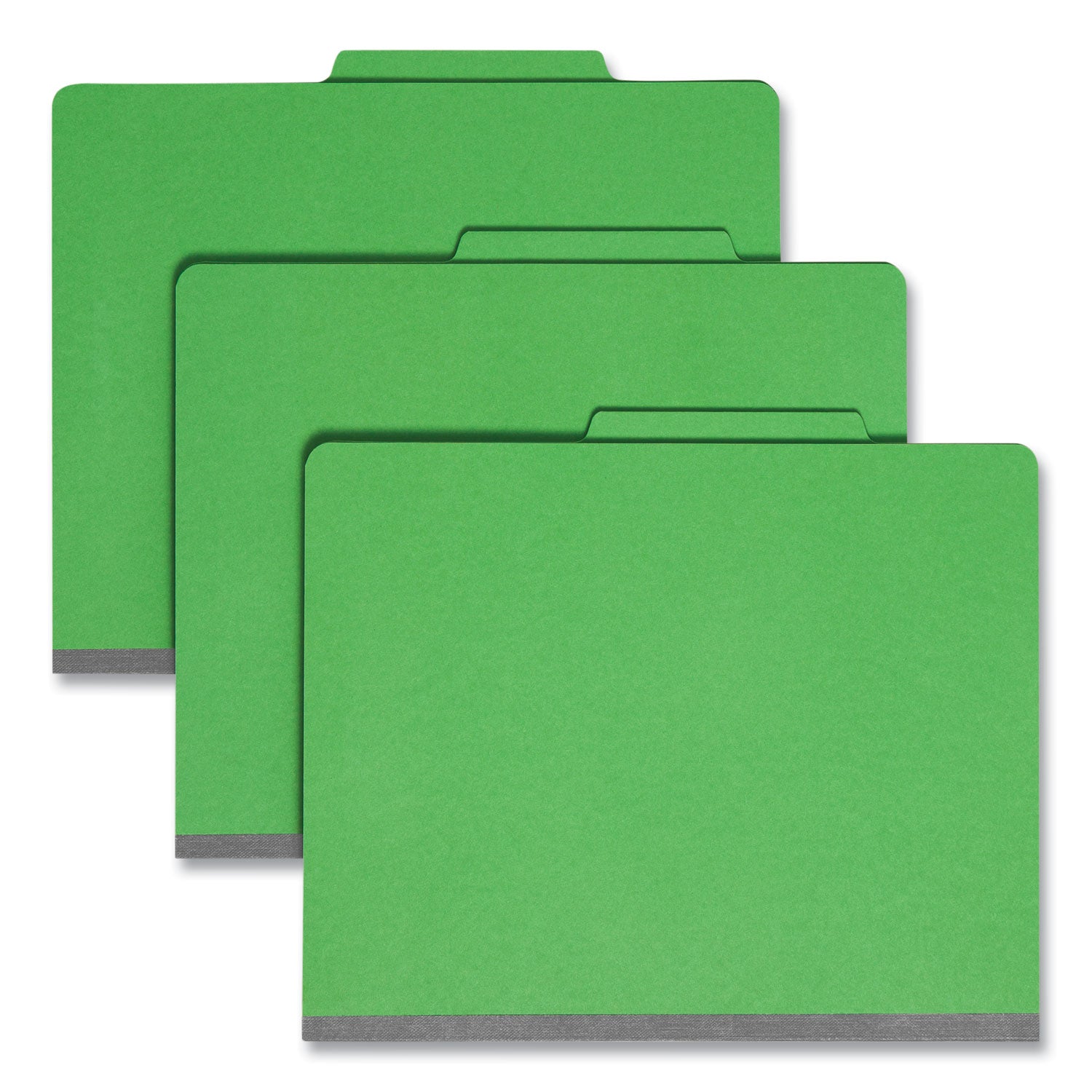 Top Tab Classification Folders, Four SafeSHIELD Fasteners, 2" Expansion, 1 Divider, Letter Size, Green Exterior, 10/Box - 