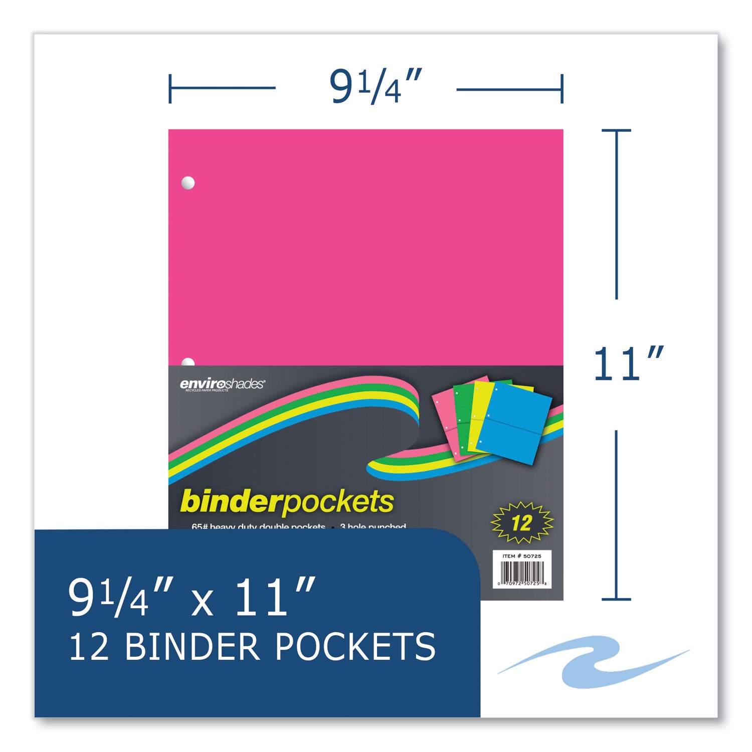 Binder Pocket, 9 w x 11 h, Assorted Colors, 144/Carton, Ships in 4-6 Business Days