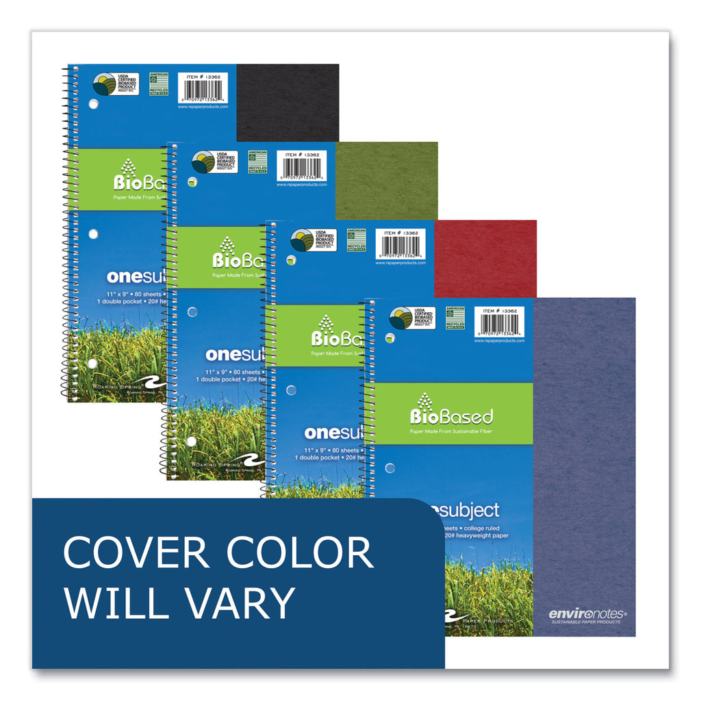 Earthtones BioBased 1 Subject Notebook, Med/College Rule, Random Asst Covers, (80) 11x9 Sheets, 24/CT, Ships in 4-6 Bus Days