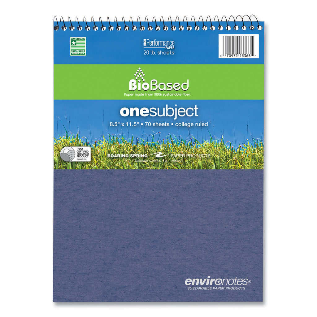 Earthtones BioBased 1 Subject Notebook, Med/College Rule, Asst Covers, (70) 8.5x11.5 Sheets, 24/CT, Ships in 4-6 Bus Days