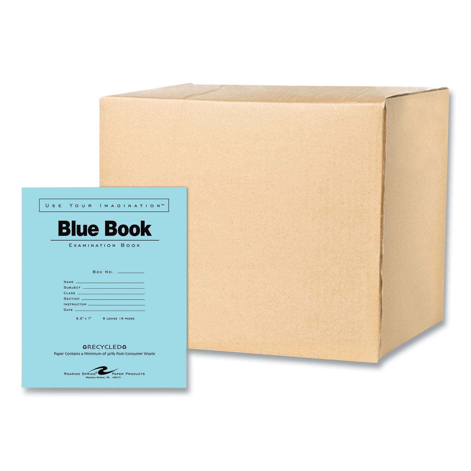 recycled-exam-book-wide-legal-rule-blue-cover-8-85-x-7-sheets-600-carton-ships-in-4-6-business-days_roa77608cs - 1