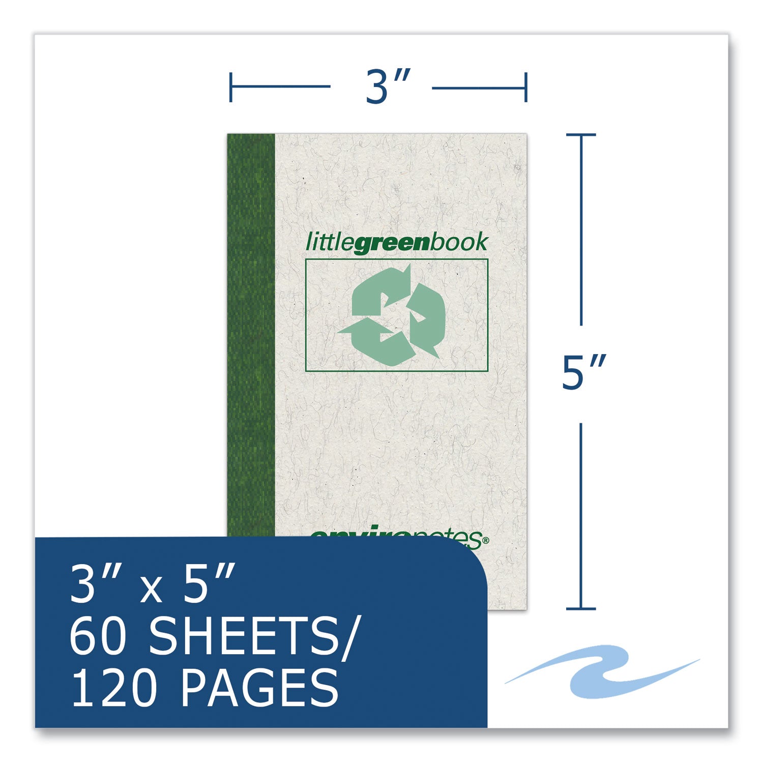 Little Green Memo Book, Narrow Rule, Gray Cover, (60) 5 x 3 Sheets, 48/Carton, Ships in 4-6 Business Days