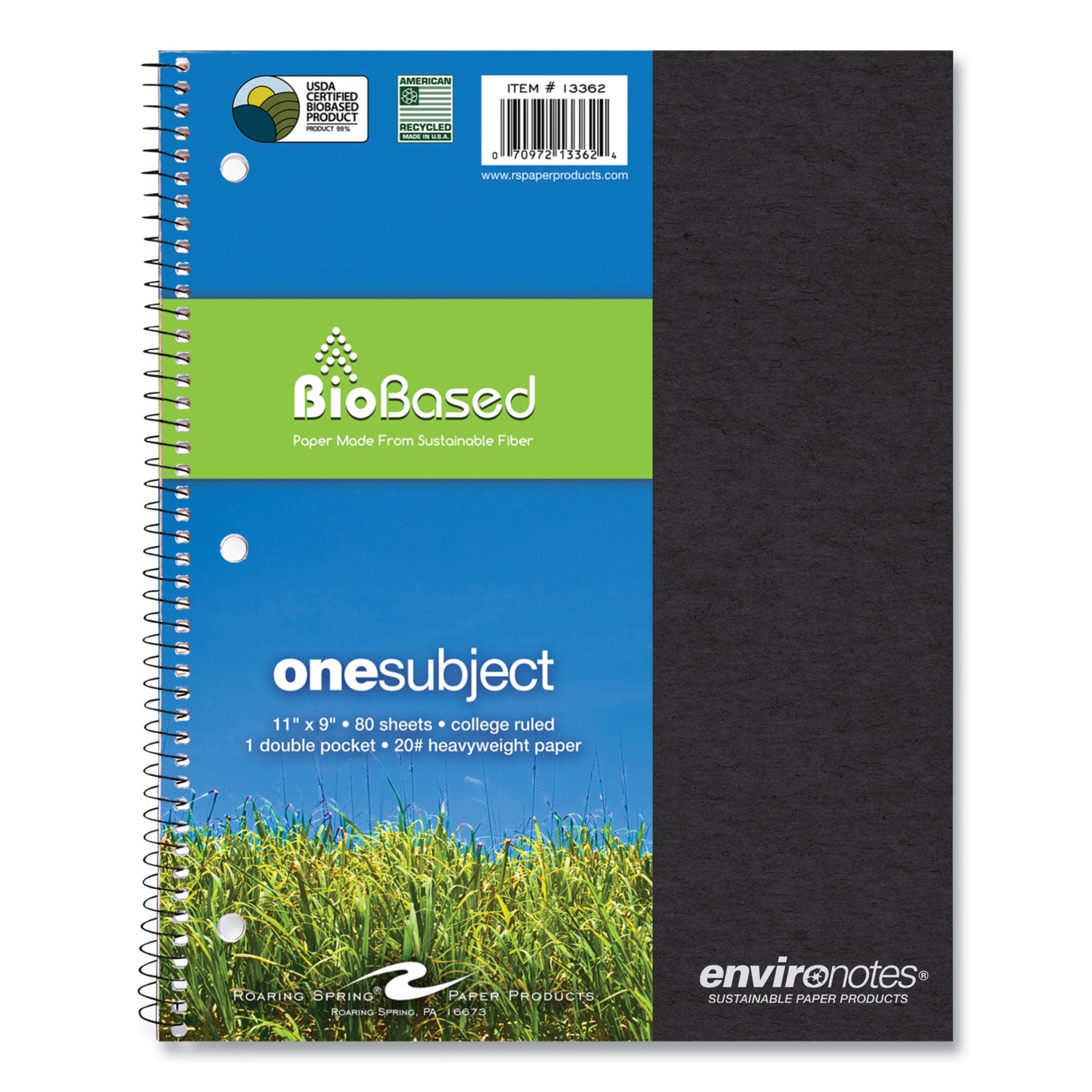 Earthtones BioBased 1 Subject Notebook, Med/College Rule, Random Asst Covers, (80) 11x9 Sheets, 24/CT, Ships in 4-6 Bus Days