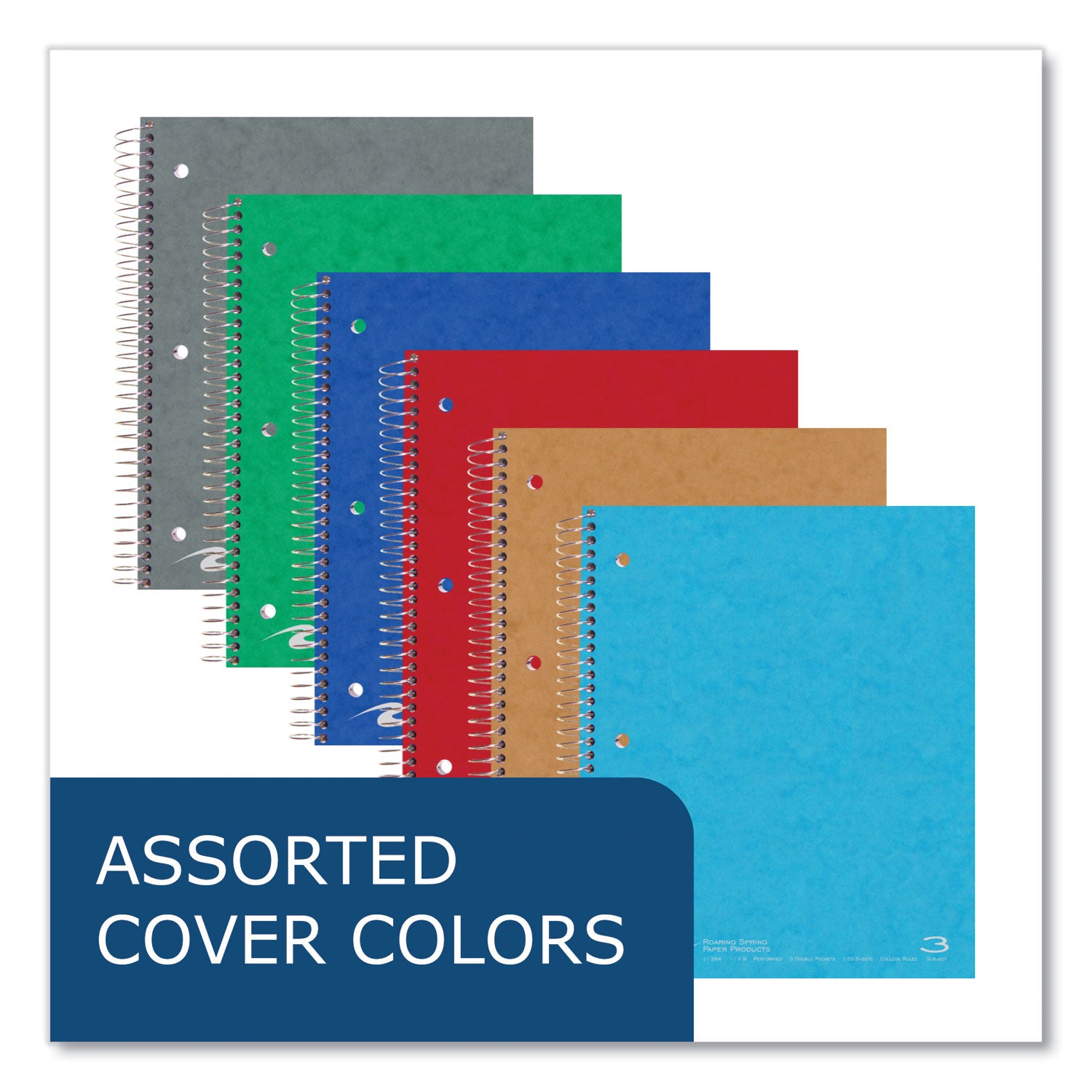 Subject Wirebound Notebook, 3-Subject, Medium/College Rule, Asst Cover, (120) 11 x 9 Sheets, 24/Carton, Ships in 4-6 Bus Days