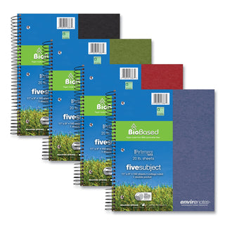 Earthtones BioBased 5 Subject Notebook, Med/College Rule, Random Asst Covers, (160) 11x9 Sheets, 12/CT,Ships in 4-6 Bus Days