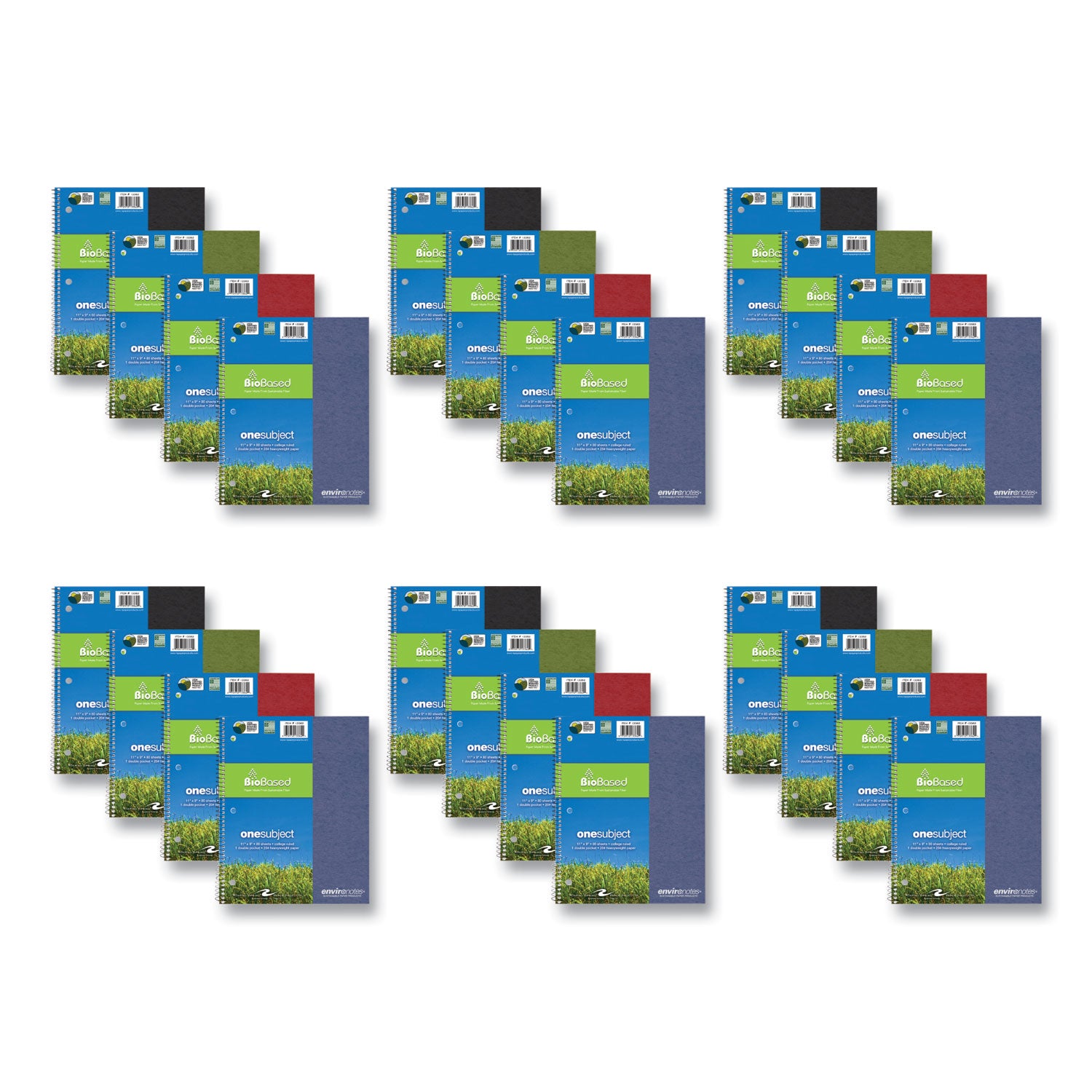 Earthtones BioBased 1 Subject Notebook, Med/College Rule, Random Asst Covers, (80) 11x9 Sheets, 24/CT, Ships in 4-6 Bus Days