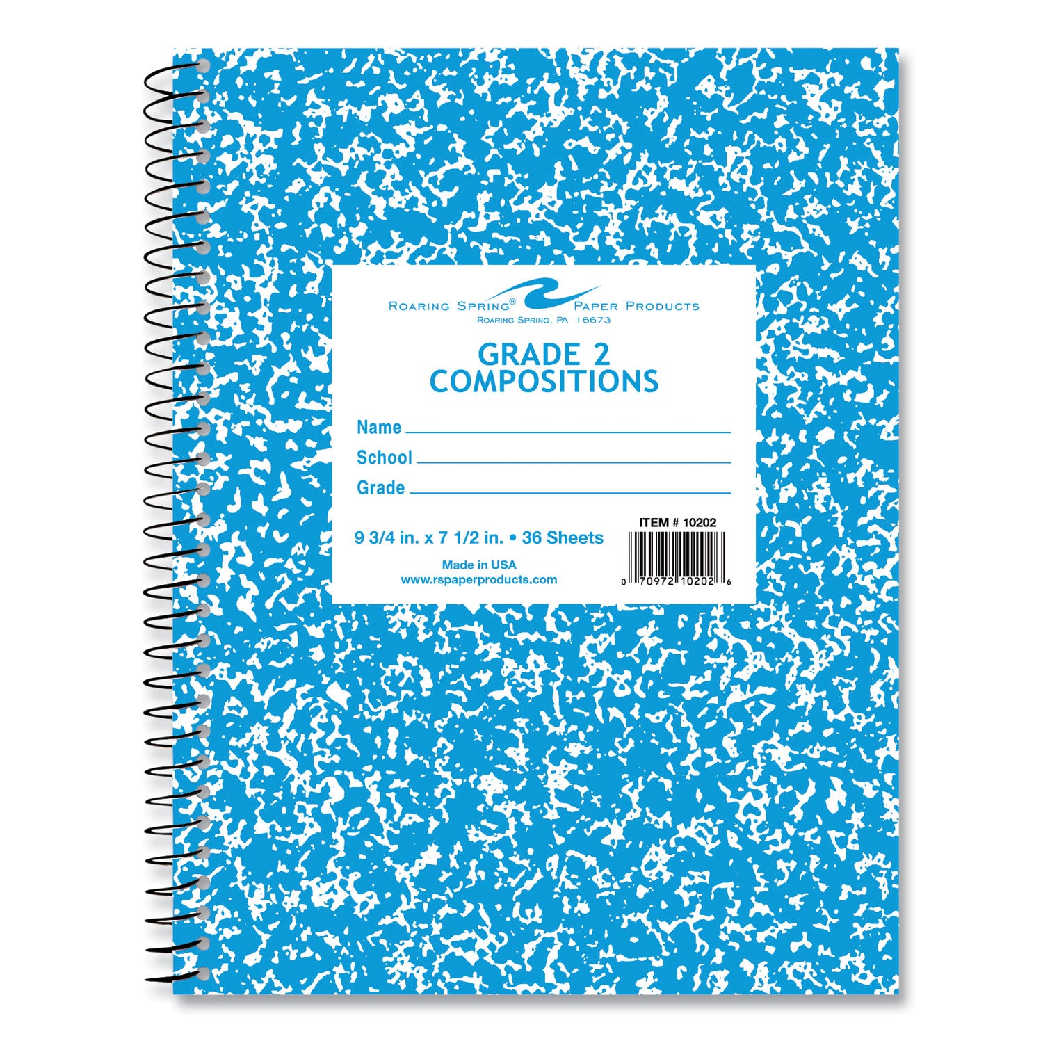 Composition Book, 1-Subject, Grade 2 Manuscript Format, Blue Cover, (36) 9.75 x 7.5 Sheet, 48/CT, Ships in 4-6 Business Days