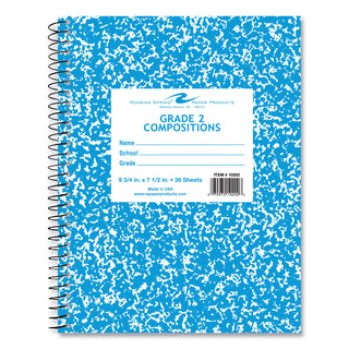 Composition Book, 1-Subject, Grade 2 Manuscript Format, Blue Cover, (36) 9.75 x 7.5 Sheet, 48/CT, Ships in 4-6 Business Days