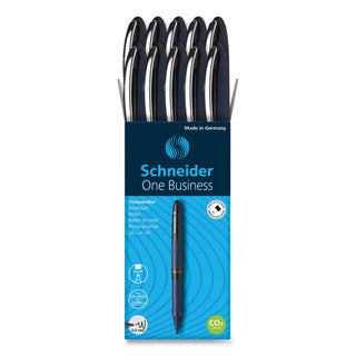 One Business Rollerball Pen, Stick, Fine 0.6 mm, Black Ink, Dark Blue/Black Barrel, 10/Box