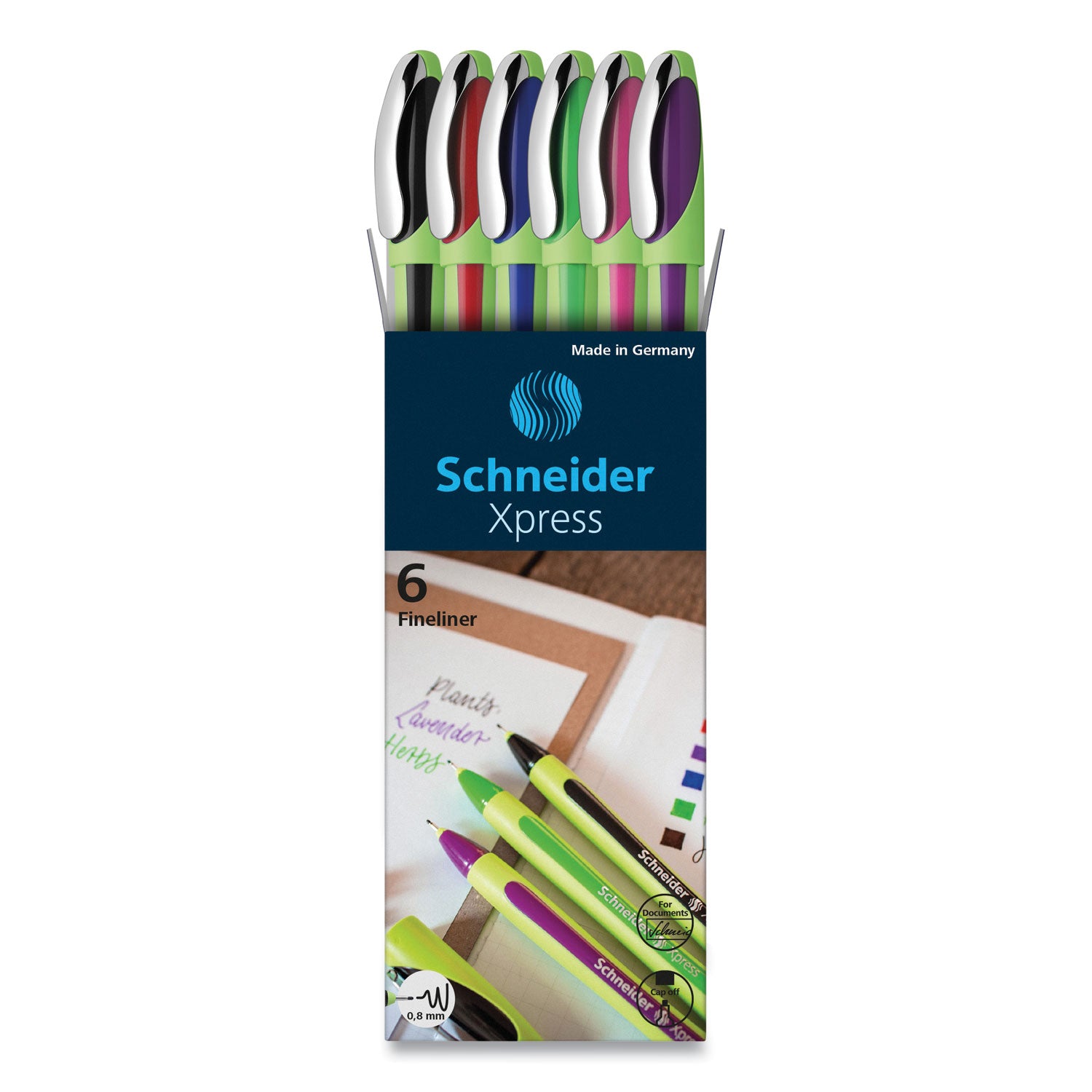 xpress-fineliner-pen-stick-fine-08-mm-assorted-ink-and-barrel-colors-6-pack_red190086 - 1