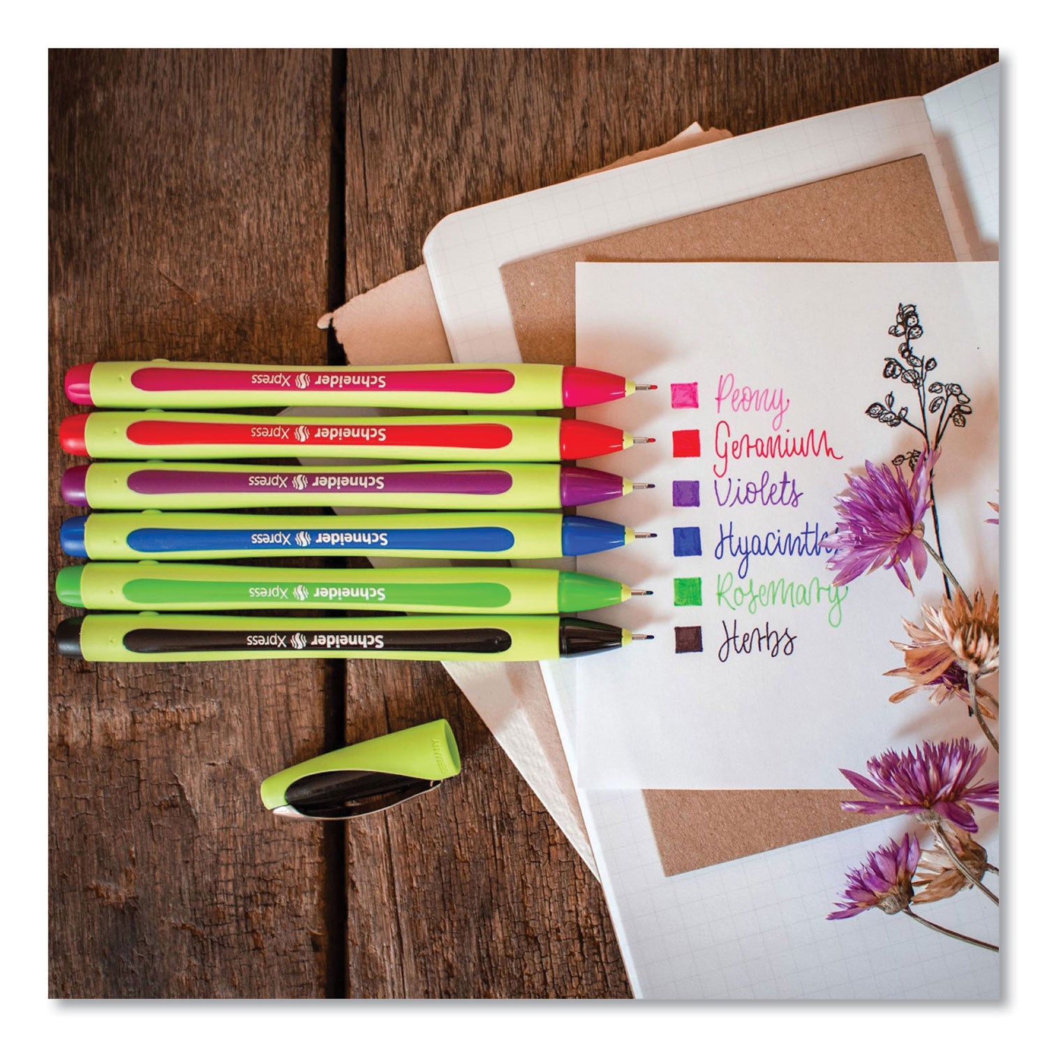 Xpress Fineliner Pen, Stick, Fine 0.8 mm, Assorted Ink and Barrel Colors, 6/Pack