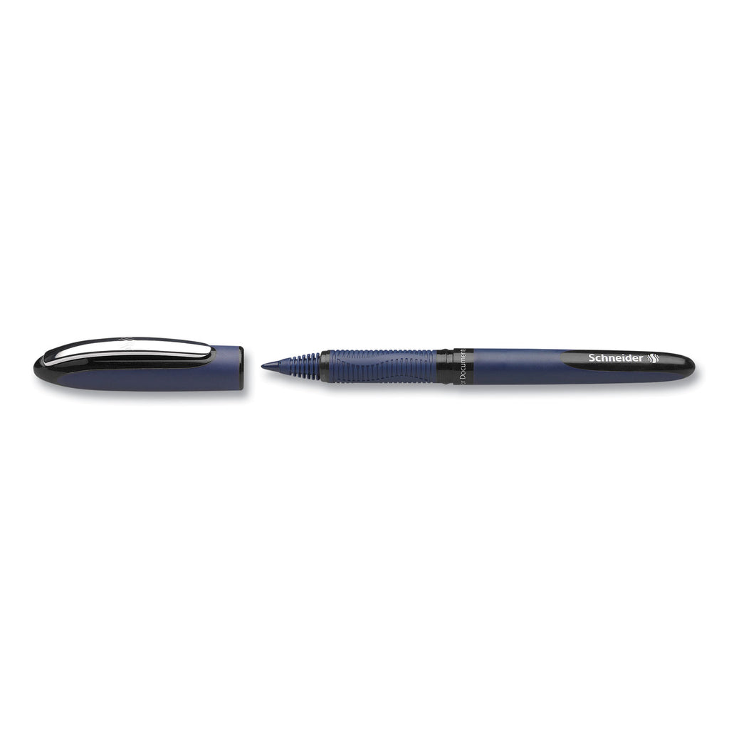 One Business Rollerball Pen, Stick, Fine 0.6 mm, Black Ink, Dark Blue/Black Barrel, 10/Box