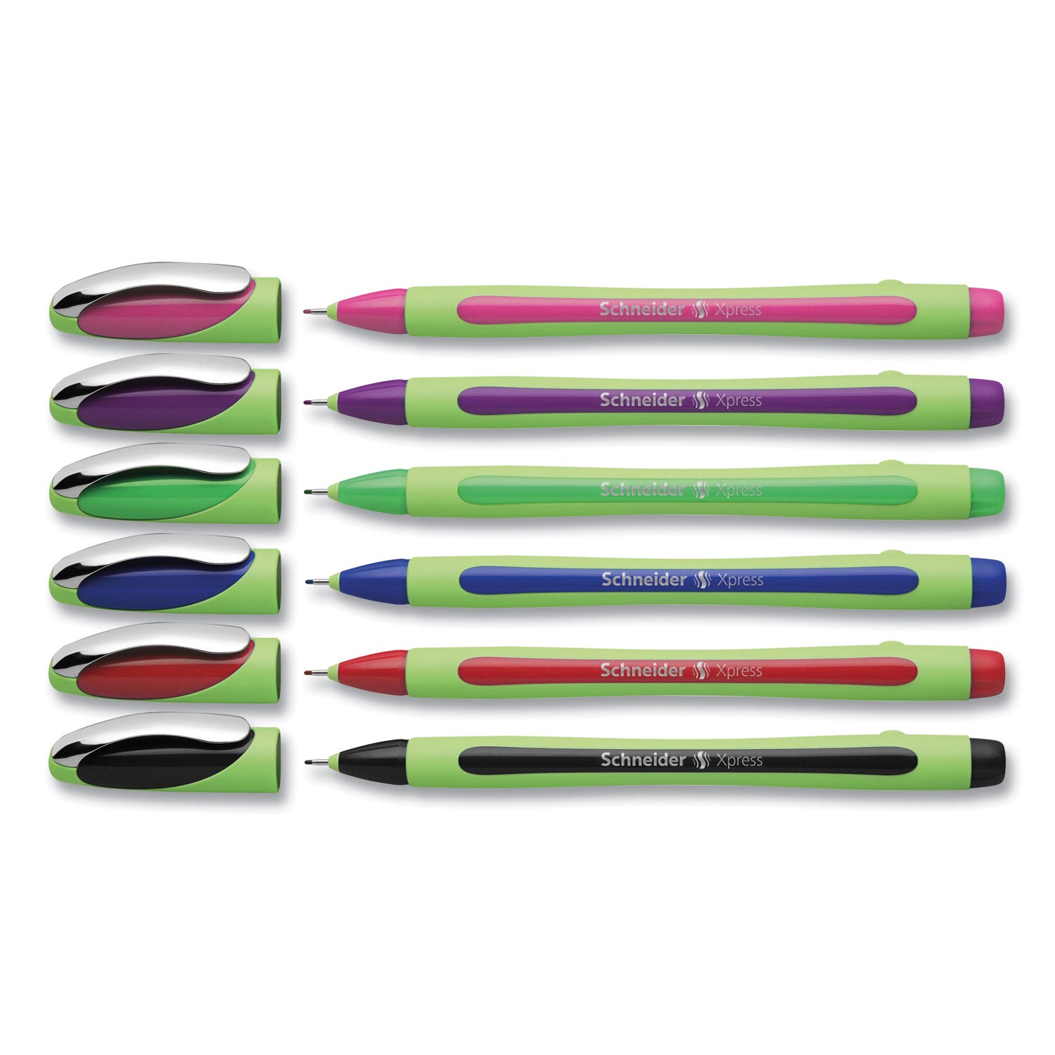 Xpress Fineliner Pen, Stick, Fine 0.8 mm, Assorted Ink and Barrel Colors, 6/Pack