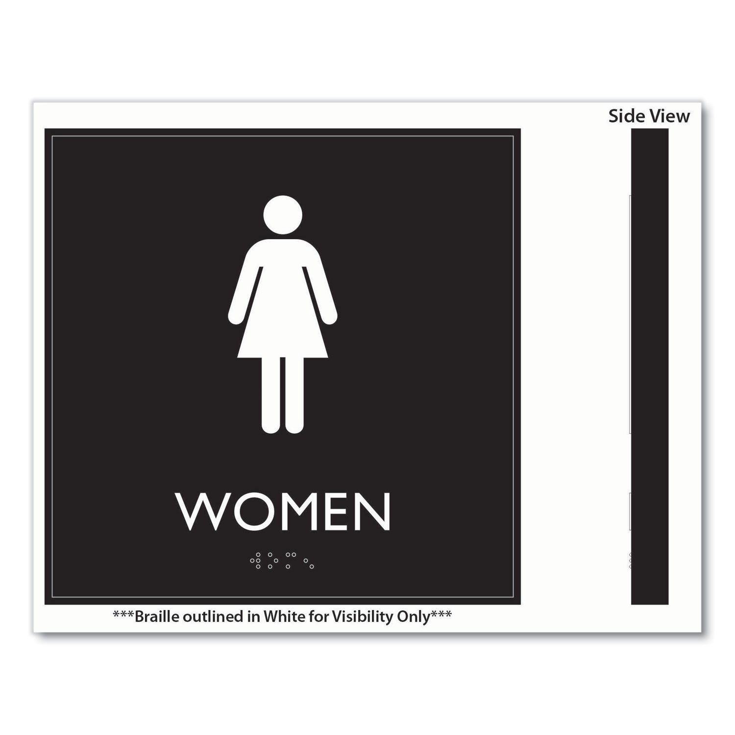 ADA Sign, Women, Plastic, 8 x 8, Clear/White